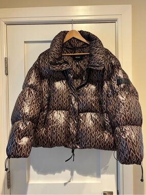 Mackage Brown Monogram Quilted Puffer Jacket